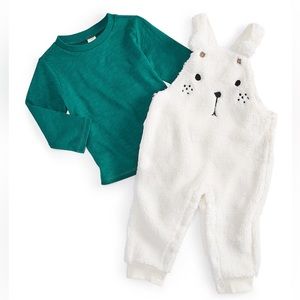 Baby Bear Sherpa overall and t-shirt set